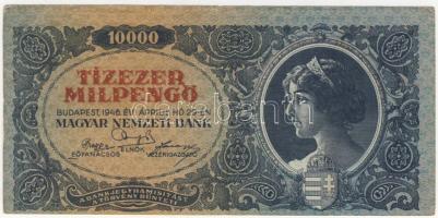 1946. 10.000MilP mindkét oldalon extrém lefelé csúszott nyomat! T:II