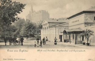 Trencsénteplic, Trencianske Teplice; fürdőépületek, gimnázium / spa building, grammar school