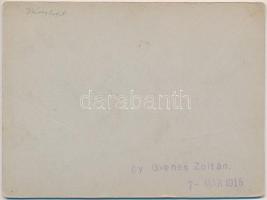 1915 Budapest XIV. Városliget, Gyenes Zoltán, fénykép kartonra ragasztva / photo, glued on cardboard...