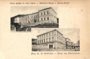 Körmöcbánya, Kremnica; városi polgári és elemi iskola, állami főreáliskola / elementary school, grammar school (non PC)(fa)