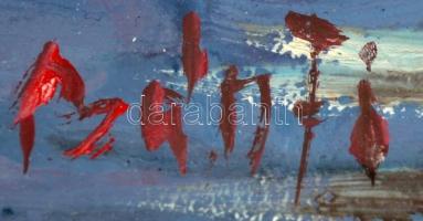 Bánfi jelzéssel: Vitorlások a partnál. Olaj, karton, üvegezett keretben, 22×32 cm