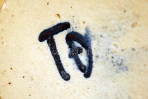 Jelzett kézzel festett mázas váza, távol keleti hölgyekkel, hibátlan, n:32 cm