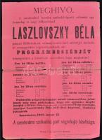 1905 Meghívó Laszlovszky Béla földbirtokos, a Szabadelvű Párt képviselőjelöltjének programbeszédeire. Papír plakát, 42x30 cm.