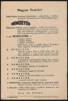 1939 Felhívás Turul Bajtársi Szövetség hetilapja, Nemzetőr c. folyóirat megalakulására, melynek főszerkesztője az első évben Kodolányi János volt. 24x16 cm.