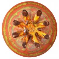 Gorka Géza (1894-1971): Kaspó, festett repesztett mázzal, jelzett (Nógrádverőce), hibátlan, d:21,5 c...