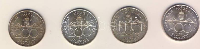 1992. 200Ft Ag "MNB" (10x) + 1993. 200Ft Ag "MNB" (4x) + 1994. 200Ft Ag "De...
