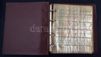 Műbőr gyűrűs érmetartó album 1x30, 1x20, 6x12db érme tárolására alkalmas berakólapokkal, használt ál...