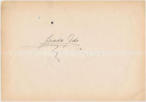 Brada Ede (1879-1955) táncos, balettmester, koreográfus saját kezű aláírása papírlapon, 16x24cm + ugyanazon a papírlapon másik azonosítandó aláírás