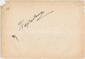 Szemere Árpád (Stosz, 1878-1933) lírai és buffó bariton, rendező saját kezű aláírása papírlapon, 16x...