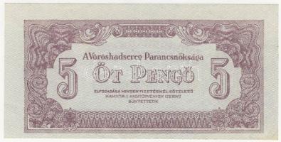 1944. 5P "V.H." alapnyomat függőleges előlapi nyomat erősen lefelé csúszva T:I