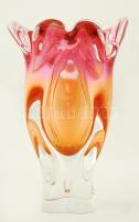 Muránói díszváza, anyagában színezett, jelzés nélkül, hibátlan, m:25 cm
