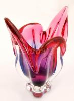 Muránói díszváza, anyagában színezett, jelzés nélkül, hibátlan, m:21,5 cm