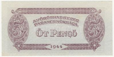 1944. 5P "V.H." alapnyomat függőleges előlapi nyomat erősen lefelé csúszva T:I