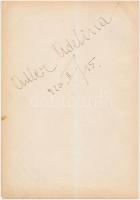1920 Adler Adelina (1892-1976) koloratúrszoprán operaénekes saját kezű aláírása papírlapon, 16x24cm, hátoldalon másik 2 azonosítandó aláírás