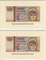 2000. 2000Ft "Millenium" (2x) erdeti bontatlan díszcsomagolásban egymásutáni sorszámokkal! T:I