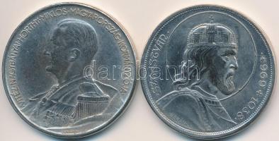 1938. 5P Fe "Szent István" + 1939. 5P Fe "Horthy balra" modern replikák T:2-