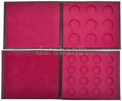 2db műbőr érmetartó album, egyik 16, másik 9db férőhellyel, textil béléssel, használt állapotban