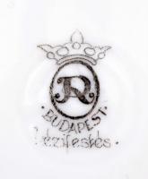 Jelzett virág mintás váza, kopott, kézzel festett, m:16,5 cm