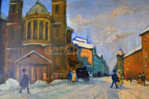 Berkes jelzéssel: Utcarészlet. Olaj, falemez, keretben, 47×72 cm