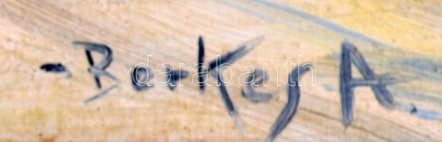 Berkes jelzéssel: Utcarészlet. Olaj, falemez, keretben, 47×72 cm