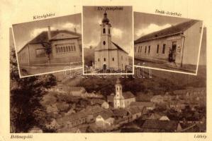 Bátaapáti, Községháza, Evangélikus templom, Deák üzletház, kiadja a Horváth levelezőlap kiadóvállalat