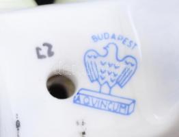 Aquincumi kislány  a macival, kézzel festett, jelzett, piszkos, m:14 cm