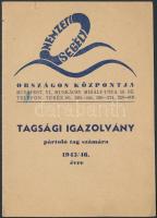 1945 Nemzeti Segély Országos Központ tagsági igazolványa. 15x11 cm