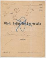 1906 Útadó befizetési könyvecske bejegyzésekkel. 20x16 cm.