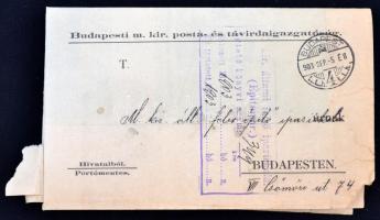 1903 Bp.,  A M. Kir. Posta- és Távírda Igazgatóság által kiadott körözvény az új kapcsolóhivatalokró...