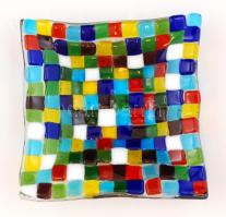 Dekoratív üveg tálka, hibátlan, 11×11 cm