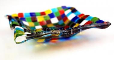 Dekoratív üveg tálka, hibátlan, 11×11 cm