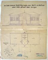 1945 Budatétény, Lövölde utca 354/1c és 354/2a helyrajzi számú telken építendő faház tervrajza. 32x24 cm.