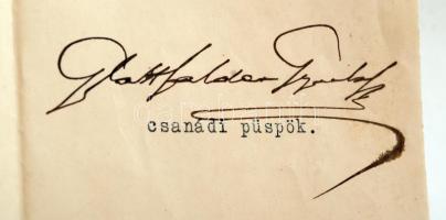 1929 Glattfelder Gyula (1874-1943) csanádi püspök autográf aláírása gépelt levélen