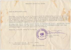 1949 Bp., Olti Vilmos, a Budapesti Népbíróság elnökének aláírása a Dr. Késmárky Ernőnek címzett levélen