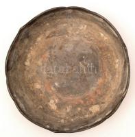 Antik ón tál, jelzett, d:22 cm