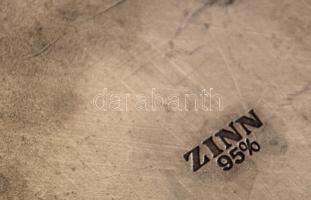 Antik ón tál, jelzett, d:22 cm