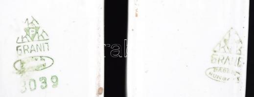 Gránit fűszeres  fiókok, porcelán, kézzel festett, 3db ebből 2 db jelzett, lepattanásokkal, 7x11x7cm