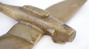 Réz második világháborús repülő modell, 20×14 cm