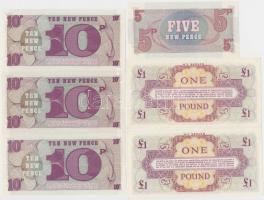 Nagy-Britannia / Katonai kiadás 1962. 1Ł (2x) + 1972. 5P + 10P (3x) T:I
Great Britain / British Arm...