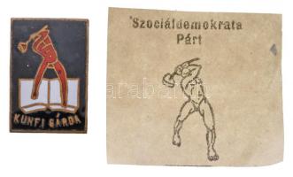 ~1946. "Kunfi gárda" a Szociáldemokrata Párt zománcozott jelvénye (16x23mm) T:2