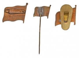 ~1950. 3db zománcozott zászló jelvény T:2