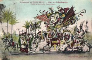 Nice, Nizza; Carnaval de Nice 1909 - Char de l'Espérantó / carnival, Esperanto (EB)