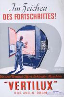 cca 1930 Speciális, alulról világító mérnöki asztal prospektusa leírással, képpekkel