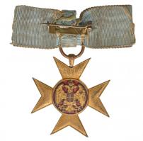 Szerbia 1912. "Kegyelem Arany Keresztje" aranyozott, zománcozott kitüntetés szalaggal T:2
...