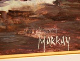 Makray János (1955-): Balatoni alkony. Olaj, farost, jelzett, keretben, 25×45 cm