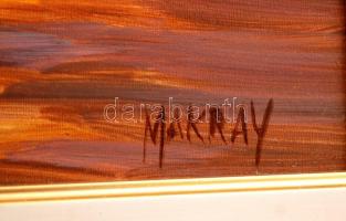 Makray János (1955-): Esti Badacsony. Olaj, farost, jelzett, keretben, 25×45 cm