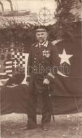 1918 Joseph Berger(?) hajóskapitány Orsovánál / Captain Joseph Berger(?) at Orsova, photo (EB)