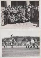 1939 Fotók a magyar futball-válogatott külföldi szerepléséről készült képek, 4 db fotó, 13x18 cm