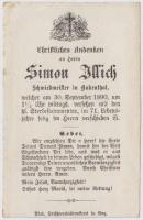 1890 Gukenthali szabómester gyászkártyája / Mourning card of Gukenthal smith