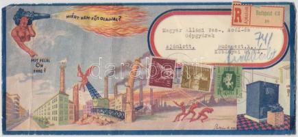 1945 Robot olajfűtés dekoratív grafikával díszített boríték.